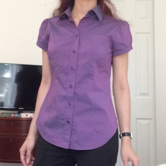 NY&C Purple (Blue-Shift) Button-Down Blouse - Picture 1 of 4